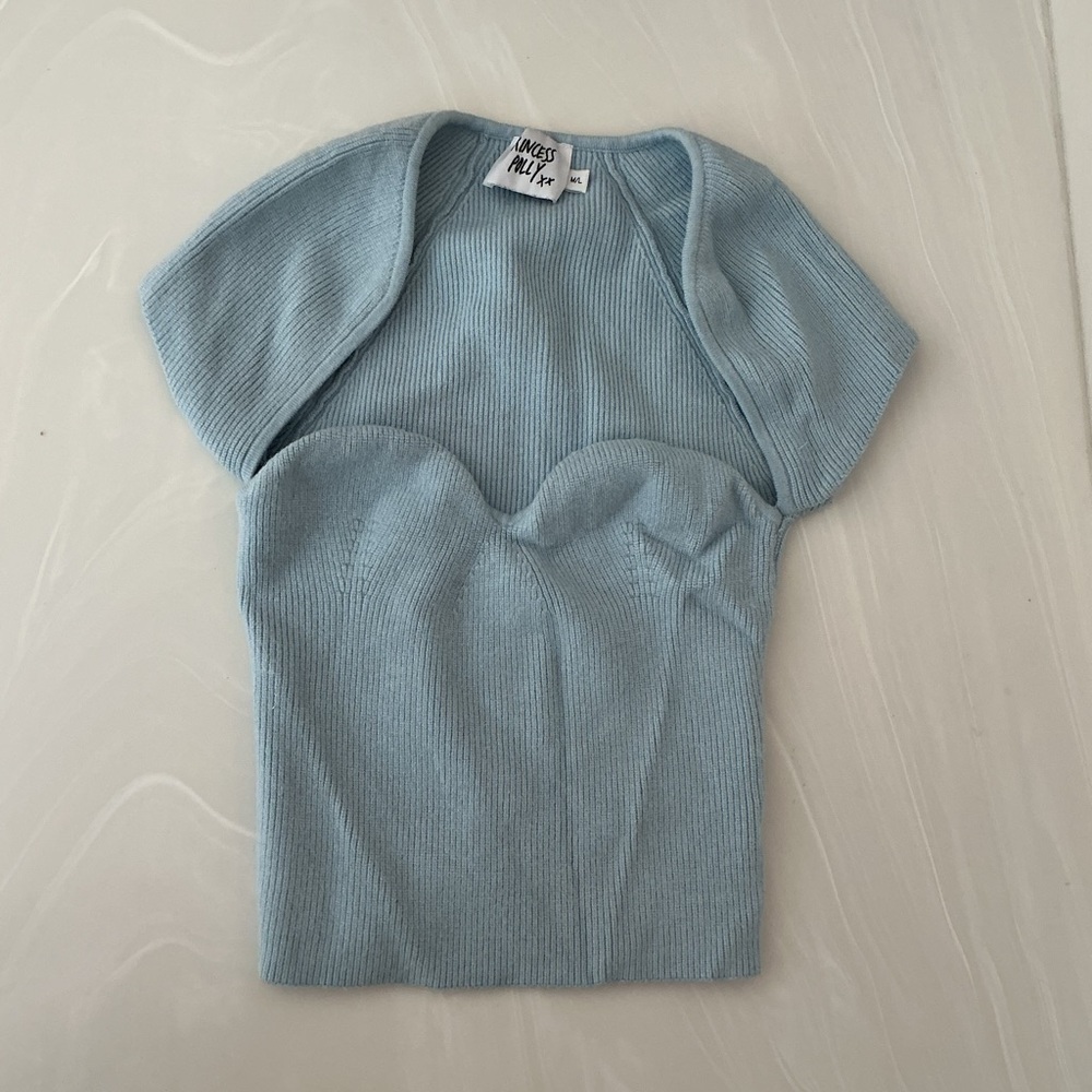 Princess Polly Sky Blue Knit Top